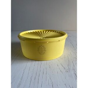 Collectible Yellow‎ Tupperware Container with Sunburst Lid Vintage Kitchen